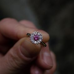 Pink Diamond Floral Ring – Moira Patience Fine Jewellery Pink Diamond Jewelry, Ring Inspiration, Engagement Ring Inspiration, Jewelry Set Design, Fashion Design Patterns, Unusual Rings, Come To Me, Gold Rings Fashion, Floral Ring