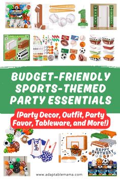 a bunch of sports themed party essentials