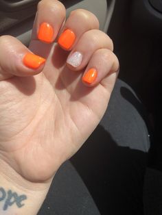 Country Acrylic Nails, Holiday Acrylic Nails, Pretty Nail Polish Colors, Orange Acrylic Nails, Nail Tip Designs, Peach Nails, Ombre Nails Glitter, Cute Nails For Fall