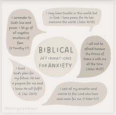 the words biblical affirmations are written in two different languages and have speech bubbles above them