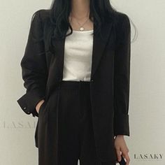 Lasaky - Loose-Fit White Blazer Style Outerwear Top Blazer Suit Women, Khaki Tops, Pink Suit, Suit Coat, Blazer Set, Black Suit, White Blazer, Blazer Fashion, Suits Coats