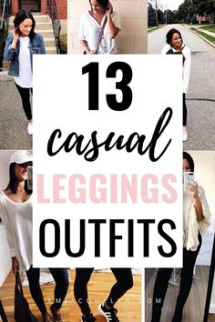 leggings outfit ideas for fall | 13 ways to wear leggings Casual Summer Outfits With Trainers, Leggings Walking Outfit, Cute Casual Leggings Outfit Fall, Leggings With Ankle Socks, Shirts That Go With Leggings, Casual Outfits For Women Leggings, Black Leggings Outfit Fall Plus Size, Rust Colored Leggings Outfit, Leggings And A Sweater