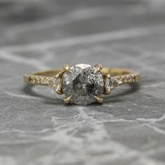 Salt and Pepper Diamond Pepper Diamond Engagement Ring, Handmade Engagement Rings, Round Diamond Ring, Unique Diamond Rings, Art Deco Engagement, Round Diamond Engagement Rings, Deco Engagement Ring, Unique Diamonds, Art Deco Engagement Ring