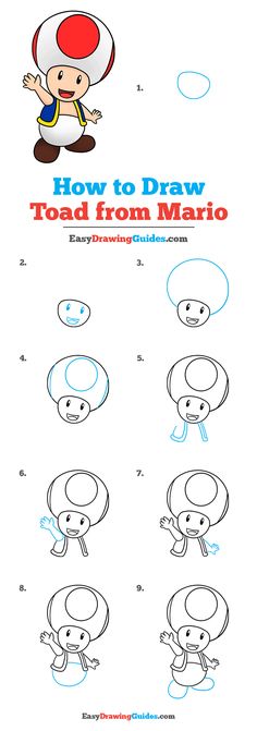 how to draw cartoon mushroom step by step instructions for kids and beginners with pictures