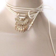 Nwt 73 Inch Long And 1/8 Inch Thick Suede Wrap Around Choker Necklace Adjustable Cream Necklace For Party, Adjustable Beige Necklaces For Party, Adjustable Cream Choker, Wrap Around, Womens Jewelry Necklace, Choker, Choker Necklace, Color White, Jewelry Necklaces