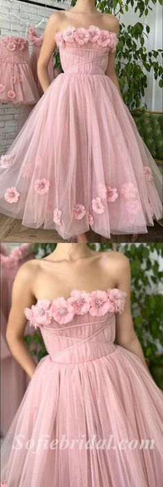 Elegant Pink Tulle Sweetheart Sleeveless A-Line Short Prom Dresses Wit – SofieBridal Light Pink Bridesmaid Dresses, Pink Check Dress, Tea Length Bridesmaid Dresses, Short Prom Dresses, Top Wedding Dresses, Dresses Homecoming, A Line Prom Dresses, Short Bridesmaid Dresses, Pink Tulle