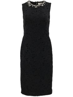 black guipure lace crystal embellishment round neck sleeveless rear slit calf-length straight hem Black Lace Midi Dress, Sachin Babi, Midi Dress Black, Guipure Lace, Lace Midi, Lace Midi Dress, Crystal Embellishment, Cocktail Dress Party, Dress Black