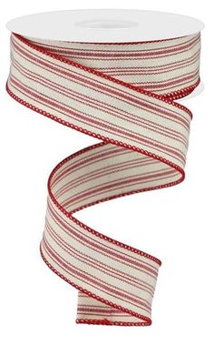 a red and white striped ribbon