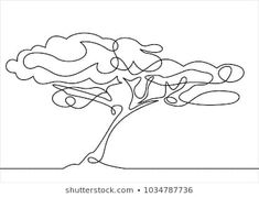 a single line drawing of a tree