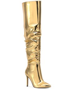 in stock Slouch Boots, Gold Outfit, Va Va Voom, Slouched Boots, Beautiful Boots, Inc International Concepts, Dress With Boots, Stiletto Heel, Over The Knee Boots