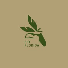 the logo for fly florida is shown in green and brown colors on a beige background