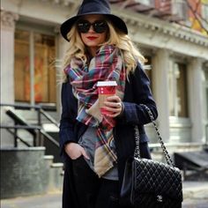 Brand New Blanket Scarf Amazing Colors For Fall And Winter In Plaid Pattern Measures 56”X 56” All Orders Ship Out Same Business Day Scarf Coat, Atlantic Pacific, Walking Down The Street, Tartan Scarf, Pullover Outfit, Plaid Fashion, Mode Inspo, Blanket Scarf, Mode Inspiration