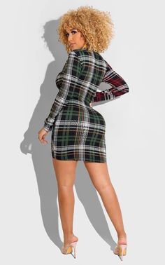 Fashion Pleated Plaid Print Shirt Collar Dress Fitted Plaid Long Sleeve Mini Dress, Plaid Fitted Long Sleeve Mini Dress, Fitted Plaid Mini Dress With Long Sleeves, Fitted Plaid Long Sleeve Shirt Dress, Fitted Long Sleeve Plaid Shirt Dress, Aesthetic Plaid, Plaid Print Shirt, Dress Item, Mini Dress Fashion