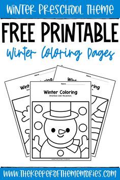 free winter coloring pages for preschool to print and color with the text, winter preschool theme