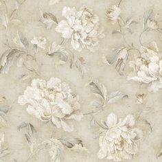 a wallpaper with white flowers and leaves on it