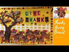 a thanksgiving card with the words give thanks written on it and an image of a tree