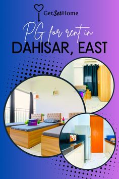 an advertisement for a new home in dahisar, east india with pictures of the interior