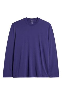 Knit from a stretch-enhanced blend of cotton and modal, this long-sleeve pajama T-shirt is so soft you'll want to wear it in and out of the sheets. 27" Regular length (size Medium); 28" Plus length (size 3X) Crewneck Long sleeves 50% modal, 45% cotton, 5% elastane Machine wash, tumble dry Imported Spring Long Sleeve T-shirt For Loungewear, Long Sleeve Relaxed Fit T-shirt For Loungewear, Purple Long Sleeve Top For Loungewear, Purple Relaxed Fit Long Sleeve T-shirt, Purple Relaxed Fit Long Sleeve Top, Purple Long Sleeve Relaxed Fit Top, Fabric Gift Bags, Long Sleeve Pyjamas, Nordstrom Store