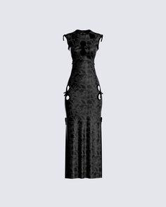 Have a diva moment and make it your empire in this black maxi dress 💅 Crafted from jersey fabric, boasting a double side slit, a pull-on style, and contrast binding ties - this look will have everyone worshipping your every move 🖤 Fuzzy Skirt, White Corset Dress, Red Mini Skirt, High Fashion Outfits, Dress Crafts, Dolce E Gabbana, Black Maxi, Sheer Dress, Black Maxi Dress