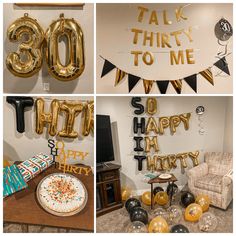 balloons and decorations are displayed for 30th birthdays