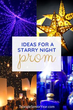 starry night prom theme collage Starry Night Prom Table Decor, Starry Night Favors, School Dance Backdrop Ideas, Starry Night School Dance Theme, High School Prom Decorations, Prom Keepsake Ideas, Starry Night Diy Decorations, Prom Theme Ideas 2023, Starry Nights Prom Theme