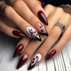 gén�éré par IA Dark Red Design Nails, Autumn Nails 2024 Trend, Festive Nail Art, Fall Nail Art Designs, Fall Nail Trends, Nail Art Techniques, Latest Nail Art, Fall Nail Art