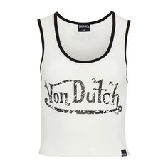 Black on White Distressed Logo Crop Tank - Von Dutch Trendy Cotton Tank Top With Logo Print, Retro Cropped Cotton Tank Top, Retro Cotton Cropped Tank Top, Thrift Board, Brown Cami, Cute Online Clothing Stores, Logo Word, Outfit Pieces, Png Clothes