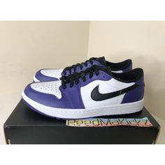 #ad Premium Jordan 1 Low Golf Spikeless White Court Purple Mens 12us DD9315 105, Fashion Shoes Jordan 6 Travis Scott, Jordan 1 Mocha, Jordan 1 Off White, Jordan 1 Low White, Iconic Sneakers, Jordan 4 Bred, Jordan 11s, Jordan 4 Black, Jordan Retro 6