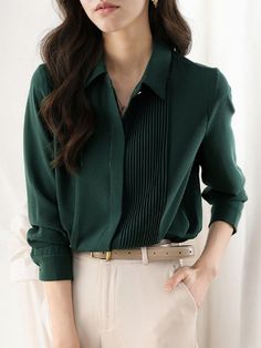 Lasaky - Chic Long Sleeve Shirt for Professional Women Leisure Fashion, Chiffon Fashion, Pleated Blouse, Professional Women, Outfit Combinations, Fashion Seasons, Long Sleeve Shirt, Work Outfit, Casual Looks