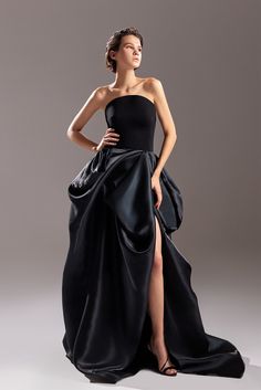 Description Black A-line, Long dress Sleeveless Open neckline Strapless Crepe, Satin Dry Clean Evening Dress Made in Lebanon GCS 1509 Fall 2023 Couture, 2023 Couture, Mnm Couture, Jasz Couture, Plus Size Gowns, Bodice Top, Prom Dress Stores, Lace Dress Long, Formal Dresses For Women