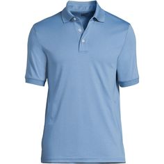 The Lands’ End Men’s Short Sleeve Supima Polo provides superior comfort and color resulting in a truly superior polo shirt. Manufactured with America grown Supima cotton this is one of the softest polo shirts you’ll ever own. Traditional fit is expertly tailored with a sturdy raised collar wide hemmed sleeves and a 3-button placket. Plus the finish of the fabric is stain and wrinkle resistant. If you’re looking for an all-cotton polo that’s truly a cut above look no further. Classic Blue Golf Shirt, Classic Blue Polo Shirt For Golf, James Parker, Blue Polo Shirts, Muted Blue, Blue Polo, Supima Cotton, Cotton Polo, Big & Tall