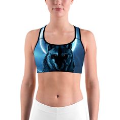 This gorgeous sports bra is made from moisture-wicking material that stays dry during low and medium intensity workouts. The bra has support material in the shoulder straps, double layer front, and a wide elastic band to ensure constant support. Racerback Crop Top For Sports With Light Support, Racerback Crop Top With Light Support For Sports, Sports Crop Top With Light Support And Racerback, Supportive Sporty Crop Top For Sports, Medium Support Sports Bra For Light Sports, Breathable Racerback Crop Top For Light Sports, Sports Crop Top With Medium Support, Compression Crop Top With Medium Bust Support For Sports, Supportive Racerback Sports Bra For Sports Events