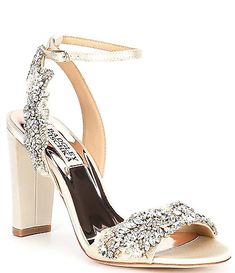 a women's high heeled sandal with crystal embellishment