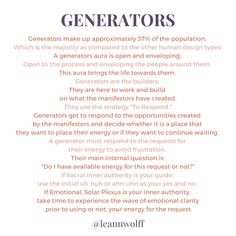 a white poster with the words generators on it