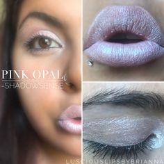 Pink Opal Shimmer ShadowSense.  A gorgeous pink. Perfect for highlight on upper brow bone, inner eye corner. Use as lip color.   Order: DM - (435)-6309619 Distributor ID 217805 FB page : luscious Lips by Brianna OR Beauty Talk with Brianna #eyeshadow Eye Corner, Lip Color, Pink Opal, Opal, Lips, Pink