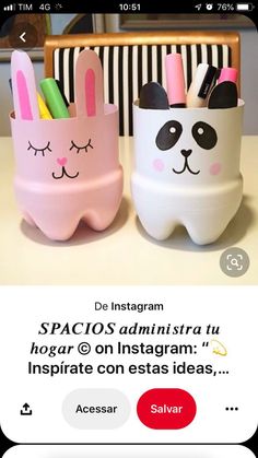 the instagram page on instagram shows two bunny - shaped pencil holders