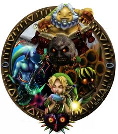 an image of the legend of zelda and her companions in front of a circle