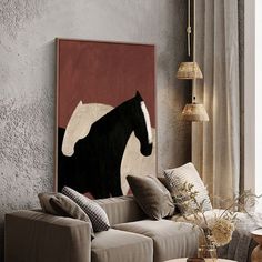 Bring the serene beauty of a Japanese spring into your home with this stunning canvas print, featuring delicate pink cherry blossoms against a tranquil landscape. This piece captures the soothing atmosphere of Japanese art, making it ideal for those who appreciate Japanese aesthetics or simply desire a peaceful space! 🌸 Horse Modern Painting, Modern Home Artwork, Abstract Art Painting Landscape, Bedroom Acrylic Painting Ideas, Abstract Equestrian Art, Modern Horse Art, Modern Western Art, Abstract Acrylic Painting Inspiration, Paint On Black Canvas