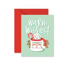 a christmas card with the words warm wishes on it and santa claus's face