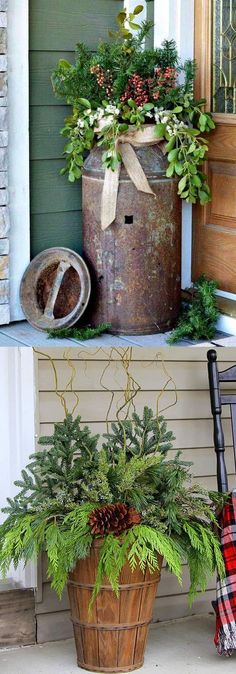 a potted plant sitting on top of a wooden table next to a chair and door