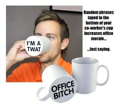 a man drinking from a coffee mug with the caption i'm a twit