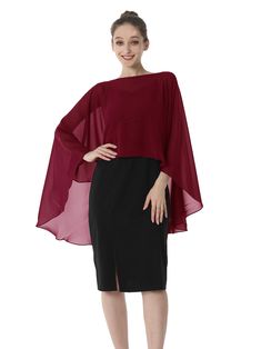 PRICES MAY VARY. High quality upgraded chiffon fabric, super soft and comfortable, suitable for all seasons. This cape is lightweight ,colorful and very comfortable wear for causal wear,, match with tank tops or crop tops and all kinds of pants or trousers or jeans, great for casual or beach wear. Beach Loose Shirt, Batwing Sleeve, Round Neck , Semi Sheer,Chiffon Tops. It's used to cover arms and shoulders avoid the sunlight. Compared to a normal scarf, you can swing your arm freely without worr Bridal Shawls And Wraps, Plus Size Poncho, Poncho For Women, Cape For Women, Long Cape, Bridal Shawl, Shrug Cardigan, Loose Shirt, Poncho Cape