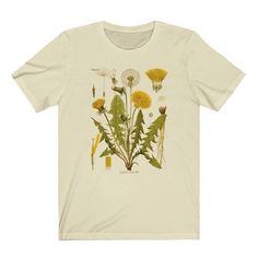 dandelion t-shirt boogzel apparel Botanical Tshirt, Y2k Inspired Outfit, Pastel Goth Fashion, Hiking Tshirt, Rose T Shirt, Nature Shirts, Floral Tee, Vintage Botanical, Retro 90s