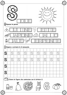 a printable worksheet for beginning with the letter s in spanish and english