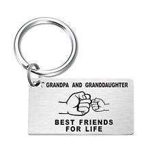 Grandpa Fathers Day Gift, Grandpa Gifts from Granddaughter, Grandpa Grandfather Gifts Description and features Grandpa Gifts from Granddaughter, keychain gifts for grandpa to show your love, which is a great appreciation gift to show love for your grandpa Grandpa and Granddaughter Keychain, double side engraved, front side engraved: Grandpa and Granddaughter Friends for Life, back side engraved: Remember I Love You Fathers Day Gift for Grandpa, a gift stamped with special meaningful message, Can make a great Grandpa gift for Father's Day, birthday, Christmas or just because Grandpa Birthday Gift, Made of top stainless steel; No Rust; No Allergy; No Fading; No Deformation Christmas Gifts for Grandpa, Comes with velvet gift bag, ready for gift giving   Grandpa and Granddaughter Friends for L Keychain Gifts, Godfather Gifts, Friends For Life, Dad Keychain, Best Friends For Life, Show Love, Grandpa Gifts, For Life, Gifts For Dad