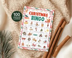 the christmas bingo game is next to cinnamon sticks