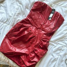 Fashion Nova New With Tags Red / Burgundy-Ish Mini Dress Pleather Material Has Elastic Around Neckline White Dinner Dress, Golden Mini Dress, Wrap Sweater Dress, Mini Dress Red, High Neck Mini Dress, White Long Sleeve Dress, Light Blue Dresses, Boho Mini Dress, Purple Mini Dresses