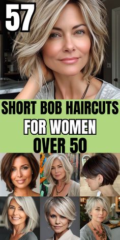 Ready for a bold change? Discover the best very short hairstyles for women over 50, including edgy pixie cuts and chic bobs that redefine style. #ShortHairstyles #PixieCuts #BobHaircuts #WomenOver50 50 Bob Hairstyles Over 50, Overcut Hairstyle Woman, Short To Medium Hairstyles For Women, Short Rockabilly Hairstyles For Women, Ladies Bob Hairstyles, Short Hairstyles For 50 Year Old Women, Chin Length Bob With Highlights, Short Hairstyle Women Fine Hair Bob, Grey Short Bob Hairstyles