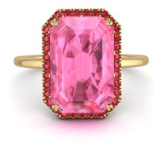 a pink tourmaline ring set in yellow gold