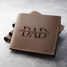 "This wallet is a classic design bifold allowing you to carry your cash and cards. You can personalized with your loved name and meaningful message to create a one of a kind, unforgettable gift. It will be the perfect gift for Anniversaries, Birthdays, Valentines Day, Father's Day, Christmas and more! ► MORE ∙ P E R S O N A L I Z A T I O N Add more personal touch to your gifts with a Custom Aluminum Wallet Insert Card from this listing: https://etsy.me/3x6Jum5 The perfect gift combo that the rec Wallet Engraving Ideas, Classic Bifold Wallet For Personal Use, Classic Bifold Wallet, Father's Day Bifold Wallet With Card Slots, Father's Day Gift Bifold Wallet, Bifold Wallet As Father's Day Gift, Bifold Wallet For Father's Day Gift, Father's Day Bifold Wallet Gift, Bifold Wallet With Rfid Blocking For Father's Day